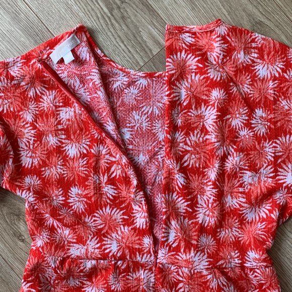 Michael Kors Red Ruffled Dress Floral Pattern - Size M - Picture 7 of 9